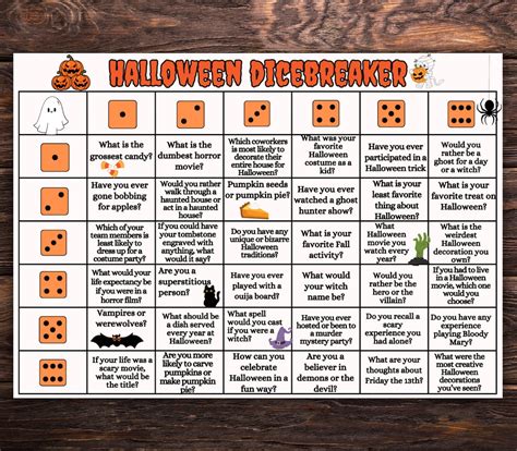 Dicebreaker Roll And Tell Game Halloween Icebreaker Icebreaker