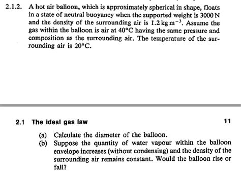 Solved A Hot Air Balloon Which Is Approximately Chegg