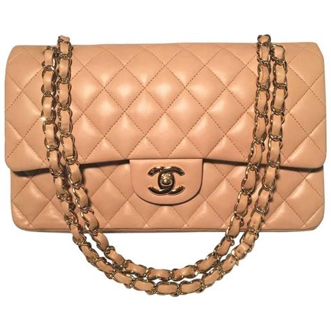 Chanel Nude Lambskin Double Flap Classic Shoulder Bag At StDibs Chanel Nude Bag