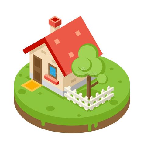 House Building Private Property Tree Icon Real Stock Vector