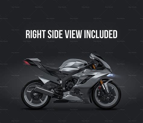 Yamaha Yzf R6 2018 Glossy Finish All Sides Motorcycle Mockup Templat Wrap