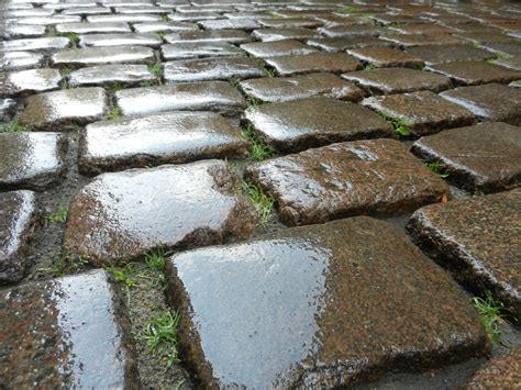 Gambar Air Halaman Rumput Tekstur Hujan Trotoar Basah Batu