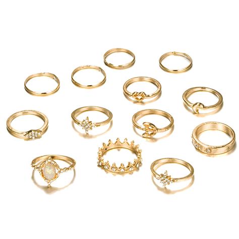 13 Piece Unique Rings Vintage Boho Ring Set Bohemian Ring Set Etsy