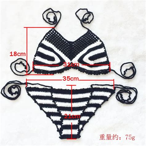 Black Plus White Classic Hand Crocheting Wool Split Women S Bikini Wool Woven Women S Adjustable
