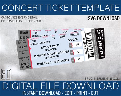 EDITABLE Concert Ticket Template Surprise Birthday, Anniversary Gift ...