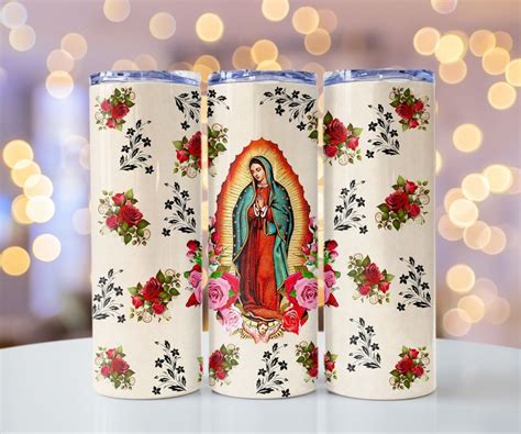 Lady Of Guadalupe 20 Oz Skinny Tumbler Png Western Tumbler Wrap Png