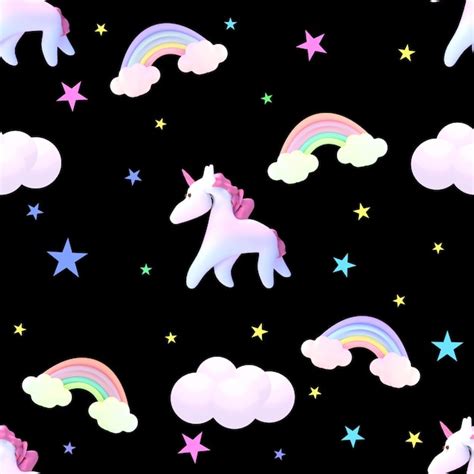 Premium Photo Seamless Cartoon Unicorns Rainbows Stars And Clouds Pattern