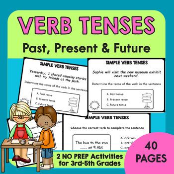 Past Present Future Tense Verb Task Cards Verb Tenses Practice