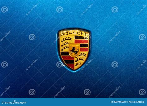 Timisoara Romania January 17 2024 Porsche Logo On A Blue Car Editorial