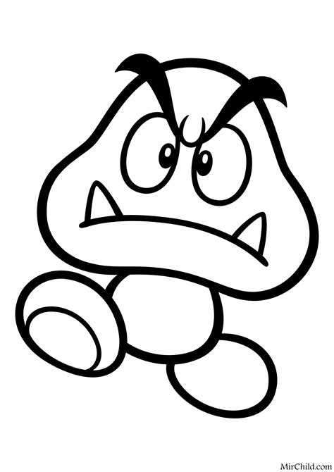 Раскраска - Супер Марио - Гумба | MirChild