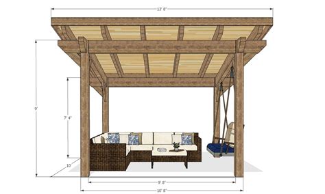 108 X10 Sloped Pergola Angle Frame 66 FRONT Ontario Outdoor Rooms