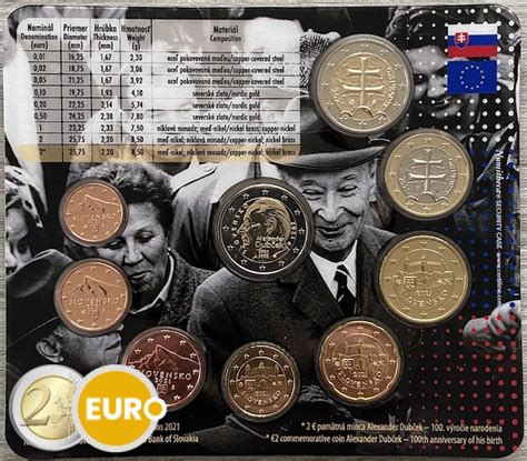 Euro set BU FDC Slovakia 2021 Alexander Dubček 2eurocommemorative ie