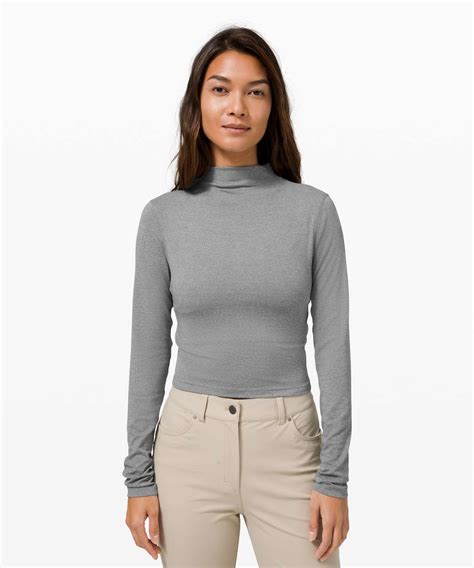 Lululemon All Aligned Mock Neck Long Sleeve Nulu Heathered Core