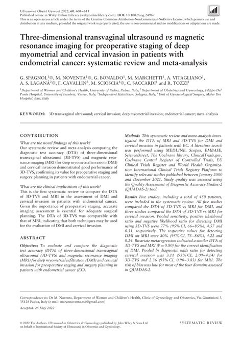 PDF 3D Transvaginal Ultrasound Vs Magnetic Resonance Imaging For