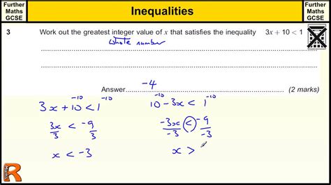 Inequalities GCSE Further Maths Revision Exam Paper Practice Help