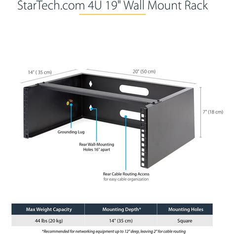 Startech .com 4U Wall Mount Rack, 13.78in Deep, 19 inch Wall Mount ...