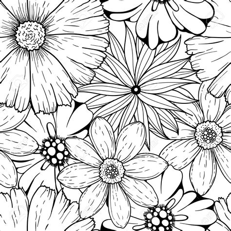 Vector seamless pattern de la main dessinée incolores fleurs blanches