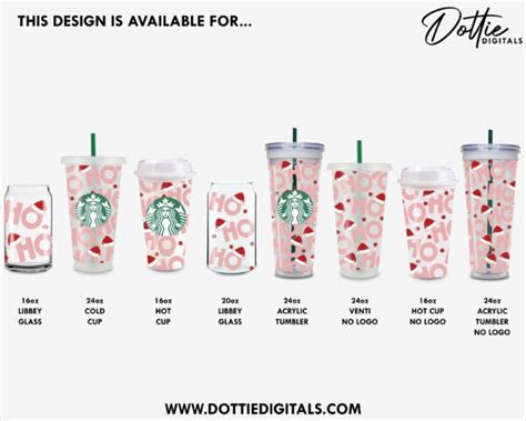 Dottie Digitals Ho Ho Ho Starbucks No Hole Hot Cup SVG PNG DXF Cutting File 16oz Grande