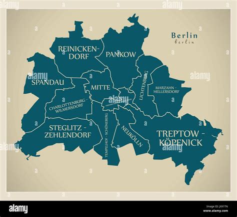 Modern City Map - Berlin city of Germany with boroughs and titles DE ...