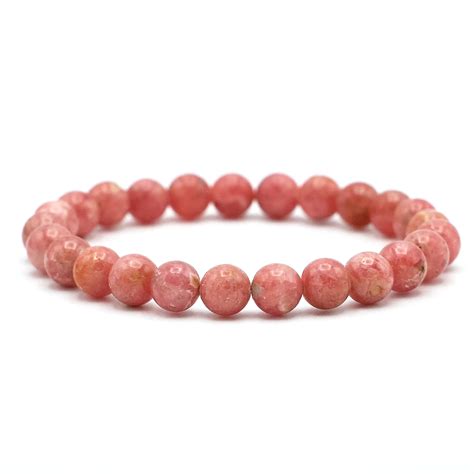 Bracelet Rhodochrosite Aa Perle Ronde Mm Bracelet Rhodochrosite