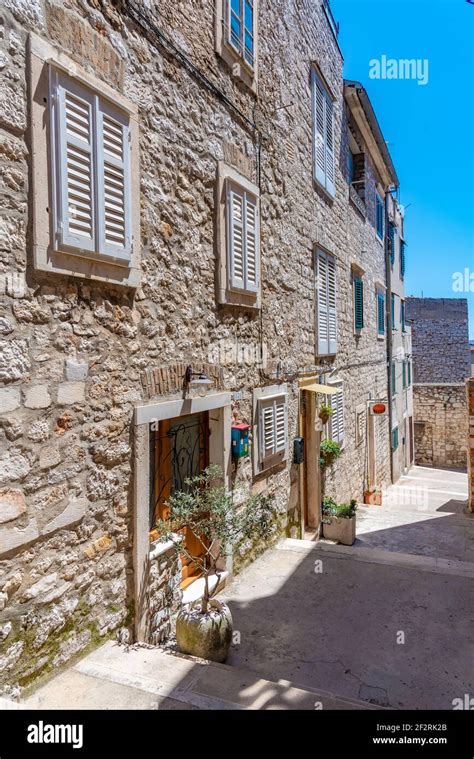 Old Narrow Street In The Old Town Of Sibenik Croatia Stock Photo Alamy