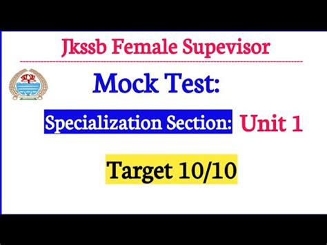 Jkssb Female Supervisor Exam Mock Test Supervisor Mock Test