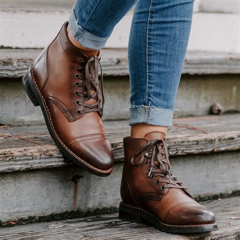 Women S Captain Lace Up Boot In Brandy Leather Thursday Boot Company