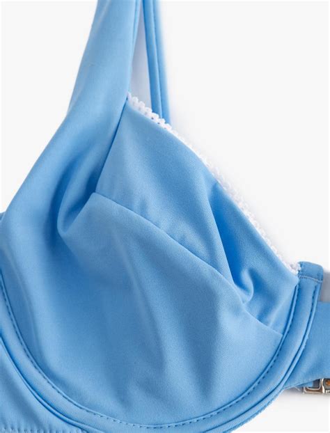 Mavi Kadın Koton X Sibil Çetinkaya Bikini Üstü Dantel Şeritli Balenli SAK MM Koton