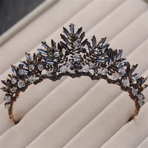 2018 New Vintage Black Crystal Tiaras And Crowns For Bride Headwear