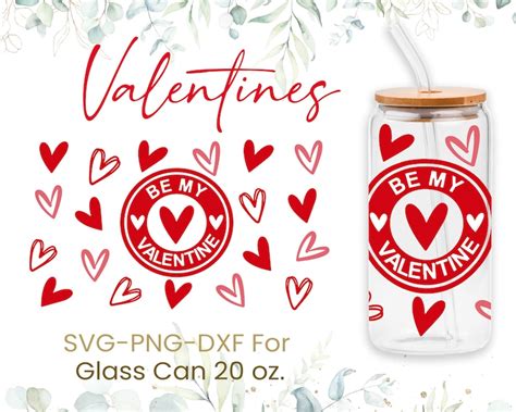 20oz Hearts Pattern Libbey Glass Can Svg Bundlekiss Lips Svg Etsy