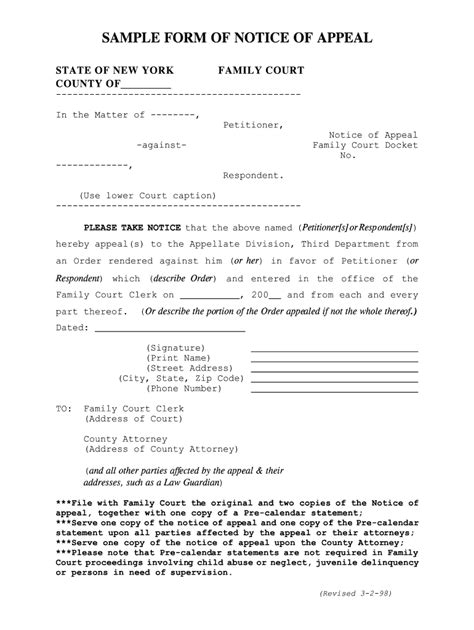 Notice Of Appeal Example Fill Online Printable Fillable Blank