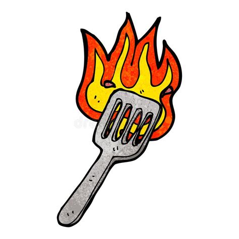 Cartoon Burning Spatula Stock Vector Illustration Of Retro