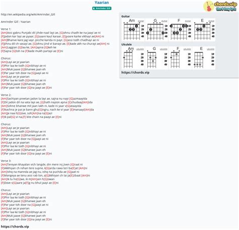 Chord: Yaarian - tab, song lyric, sheet, guitar, ukulele | chords.vip