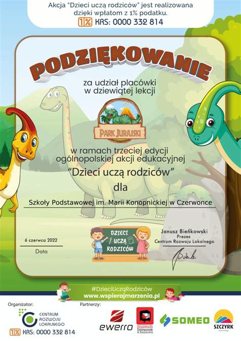 Akcja Dzieci uczą rodziców lekcja Park jurajski Szkoła