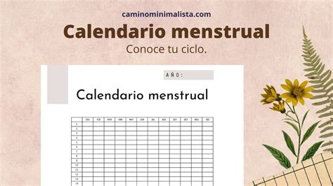 Calendario Menstrual Plantilla Gratis Para Imprimir Camino Minimalista