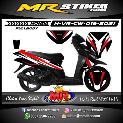 Stiker Motor Decal Honda Vario Cw Fullbody Red White Grafis Simple