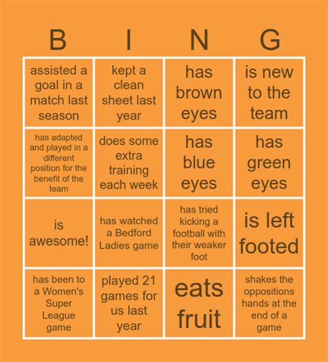 Panthers Bingo Card