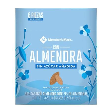 Bebida Member s Mark Sin Azúcar Sabor Almendra Añadida 6 pzas de 946ml