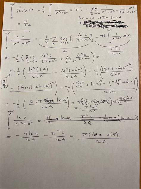 Complex Analysis Evaluate Int 0 Infty Frac Log X X 2 A 2