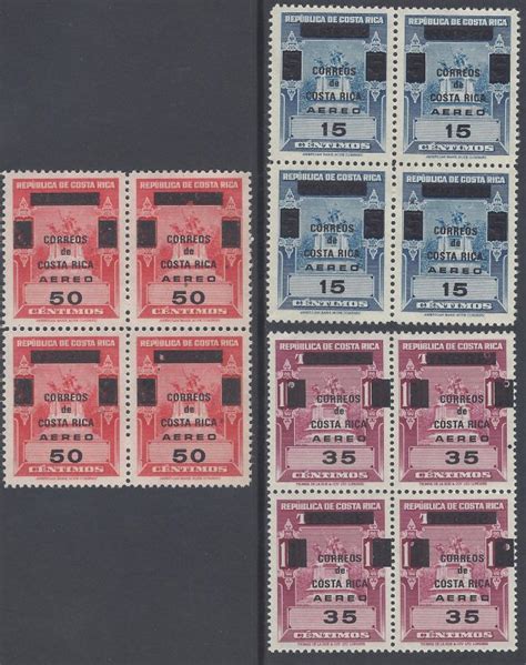 Costa Rica Timbre Revenue Stamps Surcharged Sc C C Block Mnh