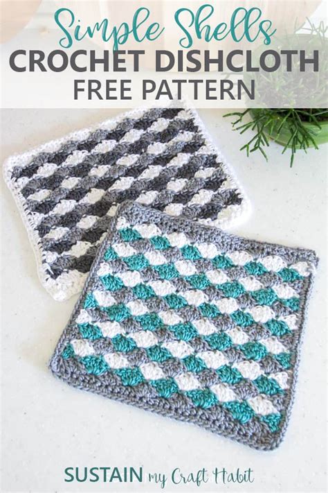 Easy Seashells Free Crochet Dishcloth Pattern Sustain My Craft Habit