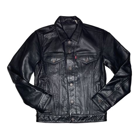 Levi’s Black Leather Trucker Jacket - S - Gem