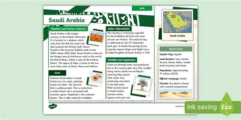 Saudi Arabia Ks2 Fact File Around The World Twinkl