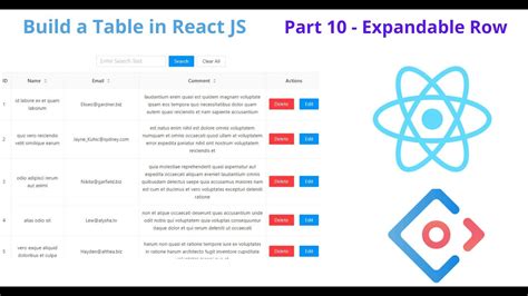 Building A Table In React Js Part Expandable Row Youtube