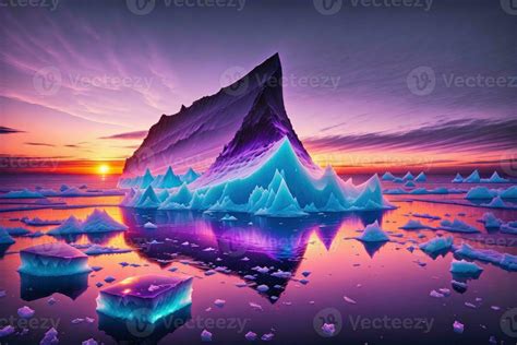 a large iceberg floating in the ocean at sunset by 24083988 Stock Photo at Vecteezy