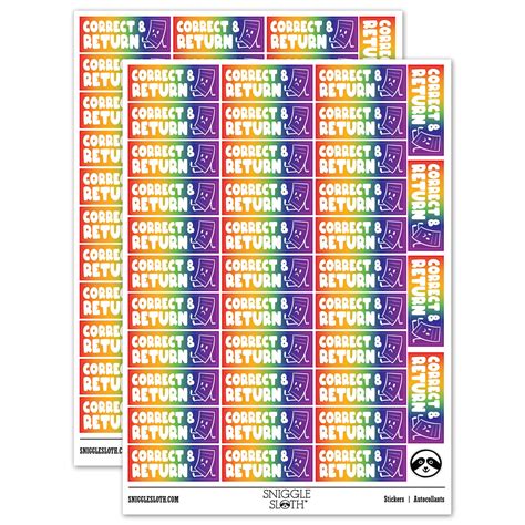 Correct And Return School Teacher Sticker Set Rainbow Matte Finish