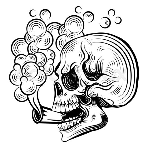 Skull Smoking Weed Drawing