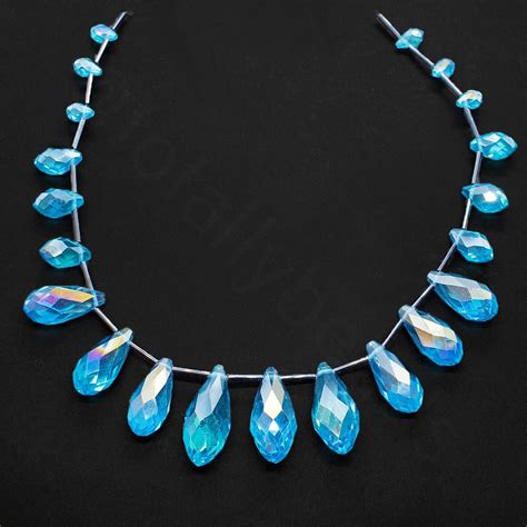 Graduated Crystal Drops 4 Sizes - Aqua Rainbow