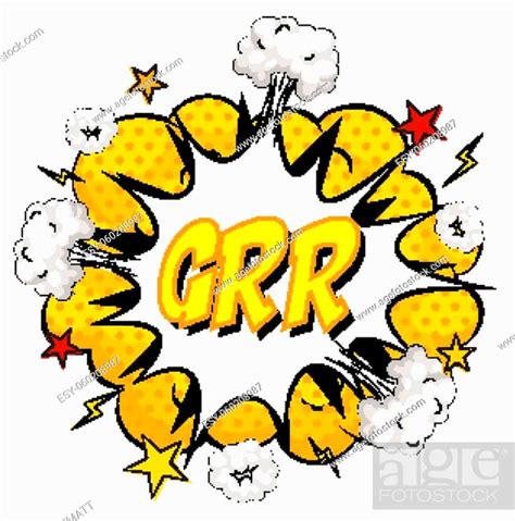 GRR text on comic cloud explosion isolated on white background ...