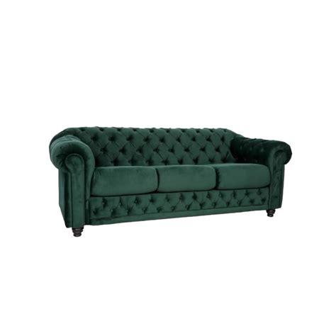 Canapea ELEGANCE De 3 Locuri Tip Chesterfield Din Catifea Verde Smarald